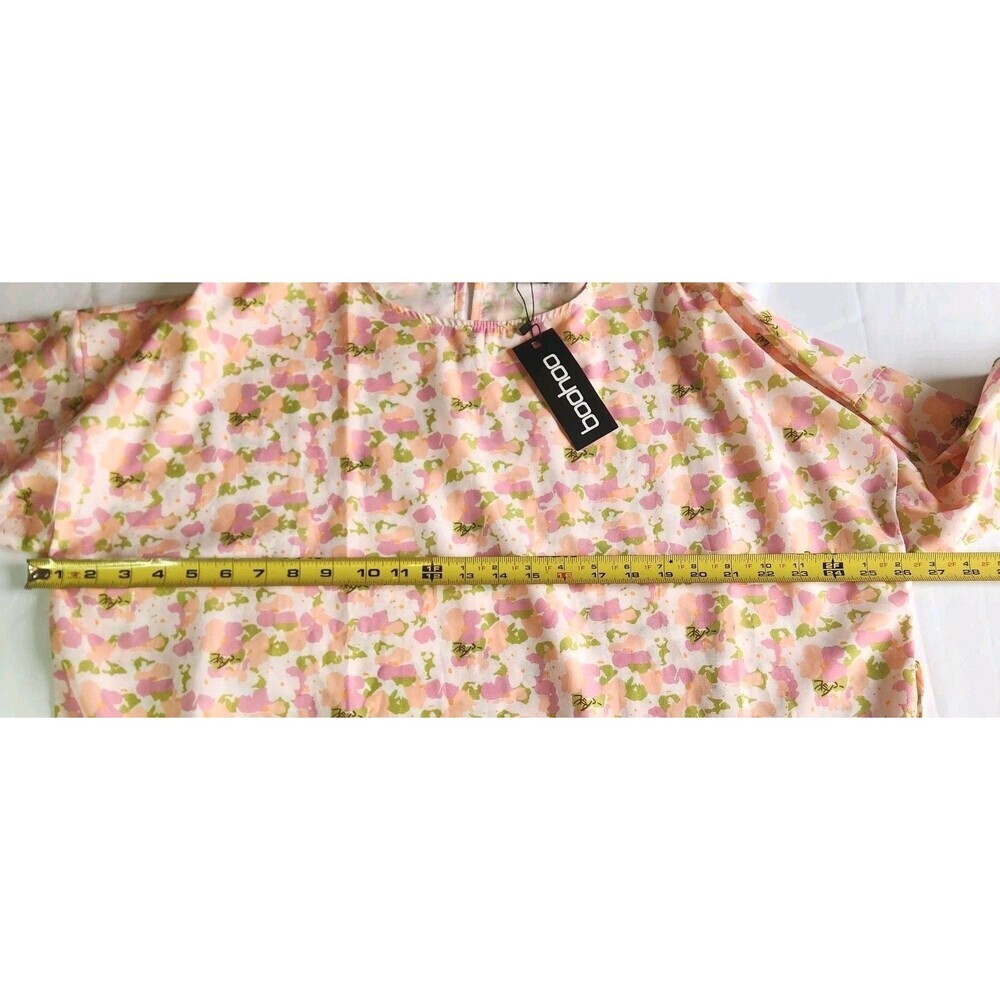 Boohoo Boho NWT Floral Dress Pink White Coral Lightweight Hippie Festival Size 6 - Picture 8 of 8